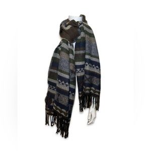 Large Tribal Pattern ALDO Scarf - Forest Green, Brown, Navy, Off-White